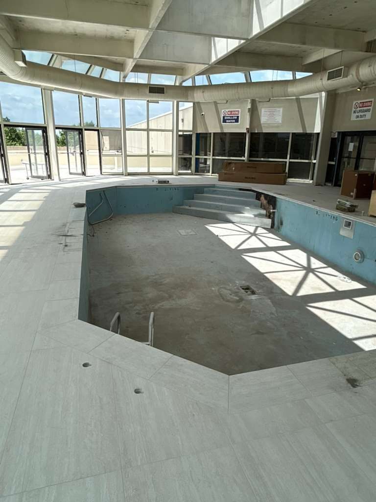 The pool under construction, June 2026