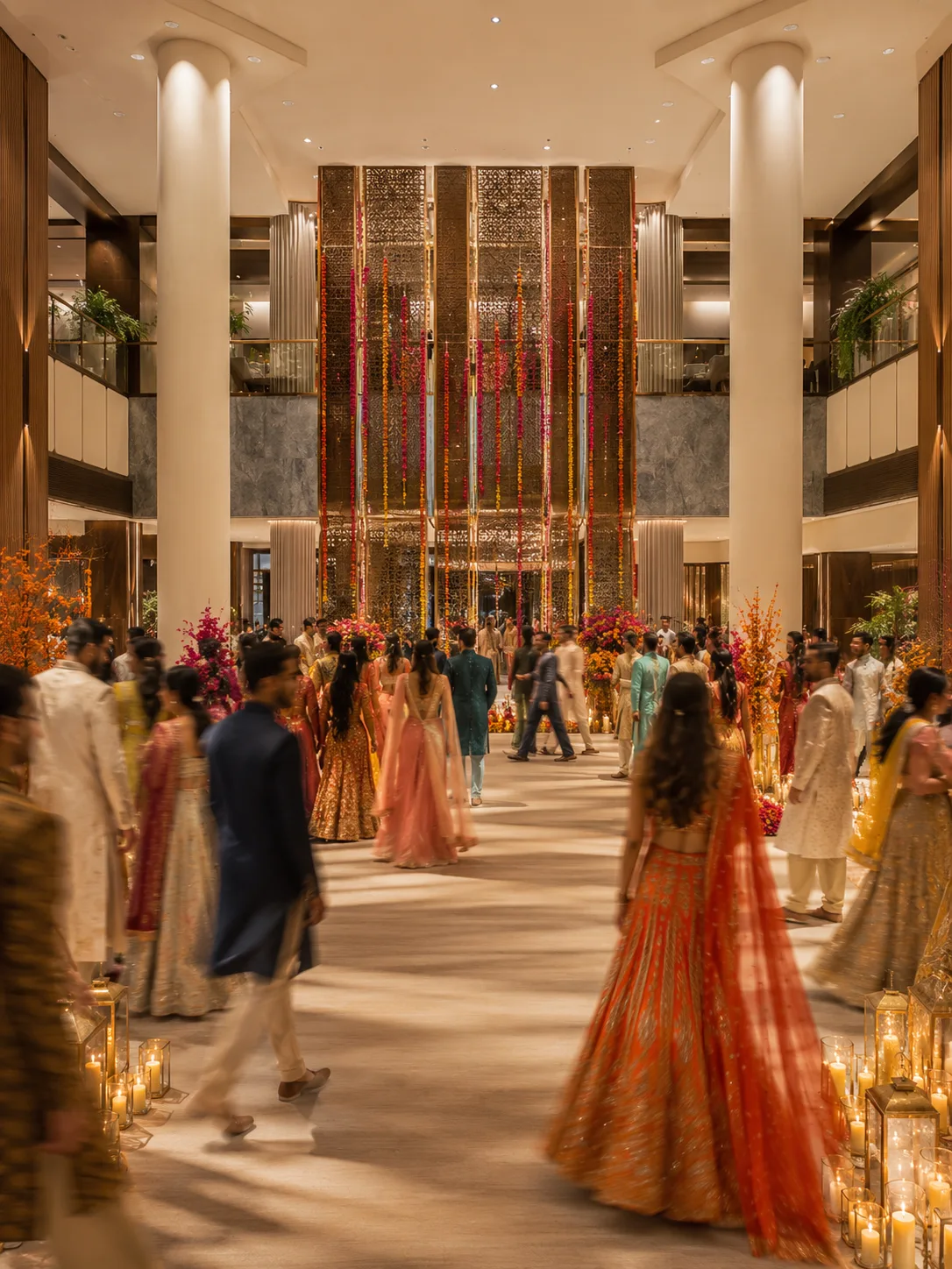 The ballroom glowing for the reception