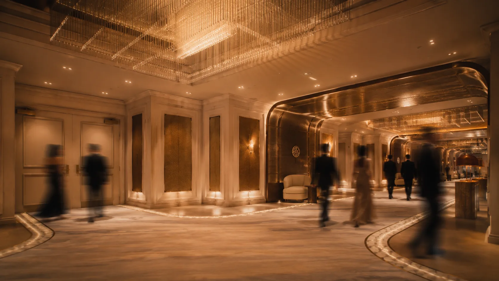 A wedding aisle in deep blue light