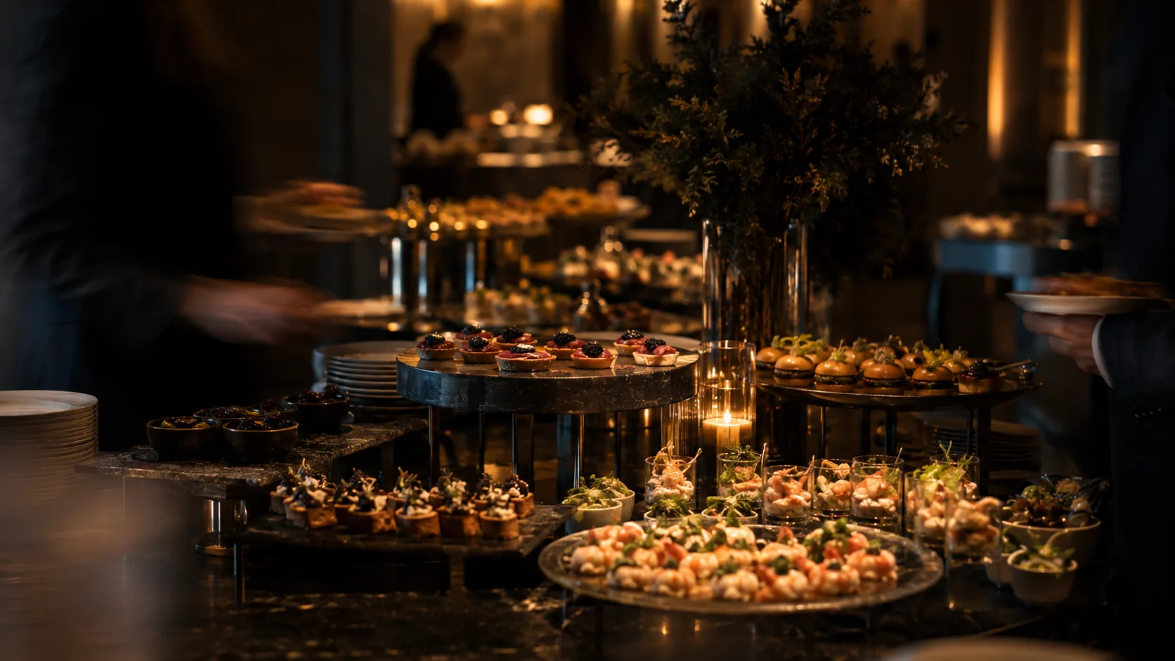 An event floor set for dinner