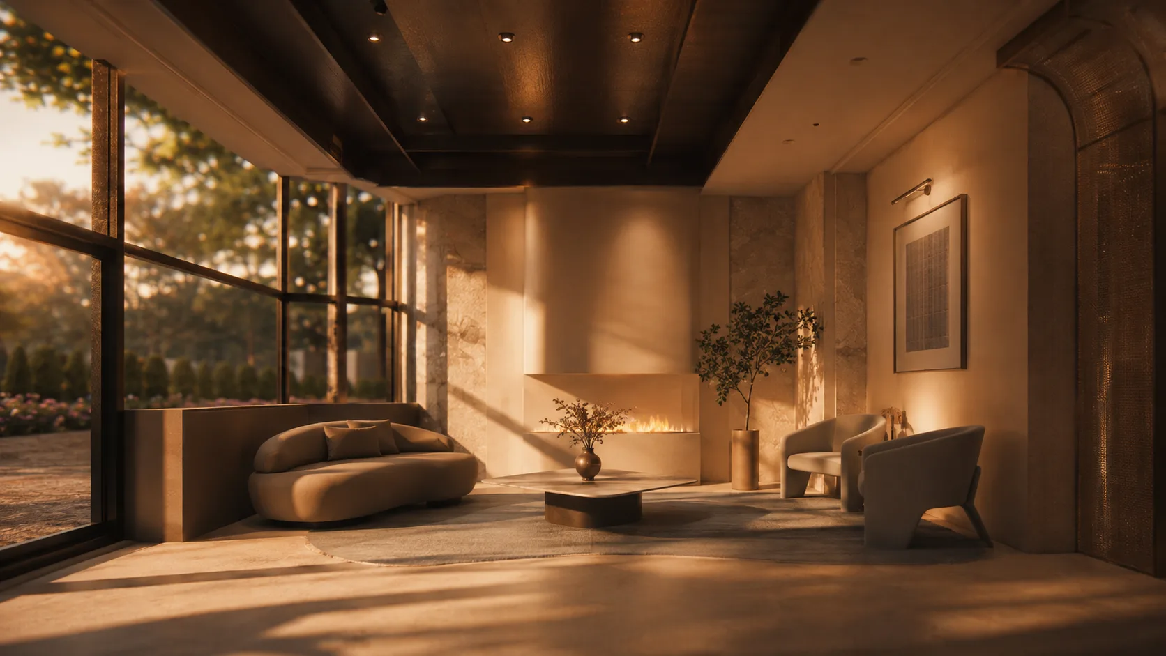 A corporate dinner in warm light