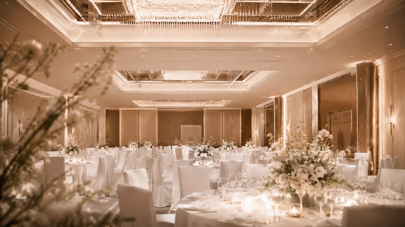 The event floor set and waiting for the ceremony