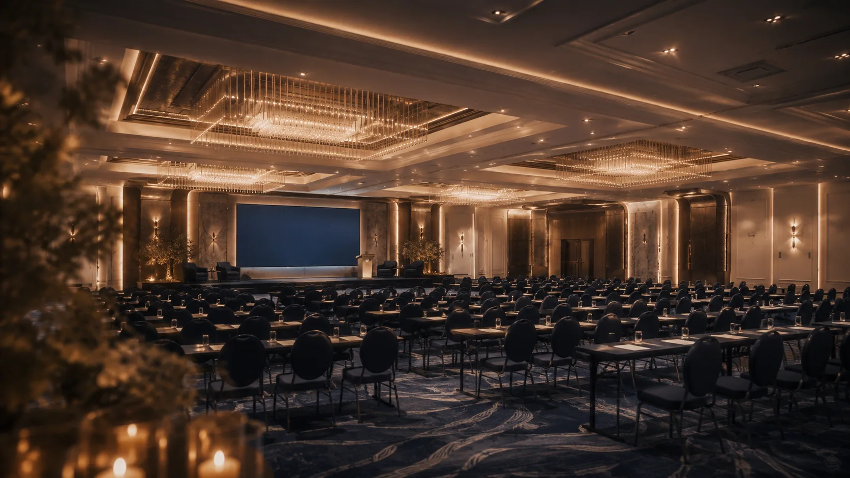 The event floor set for a general session