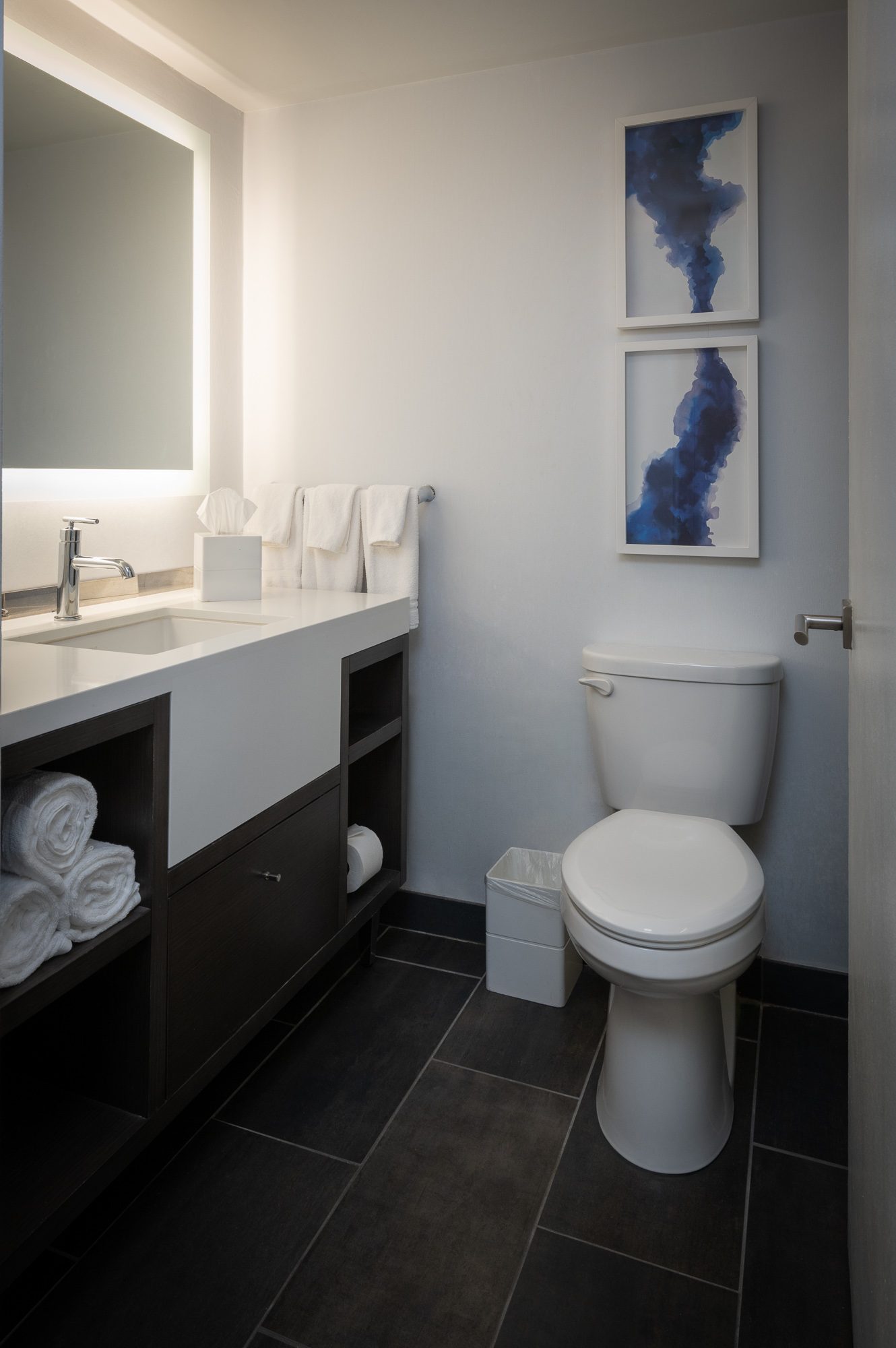 A Blue View bathroom with an illuminated mirror