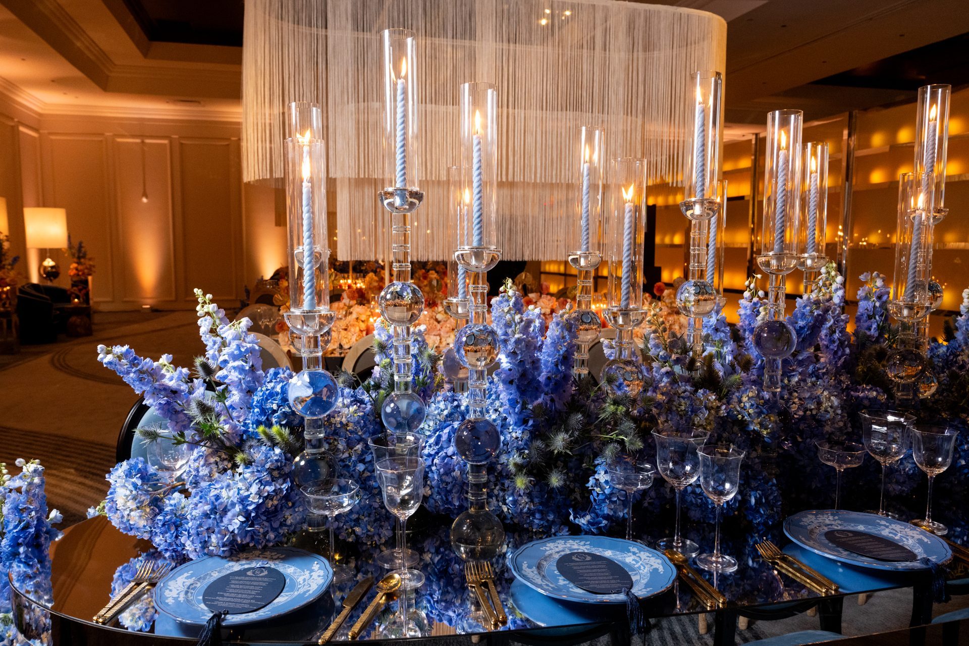 A mirrored tablescape